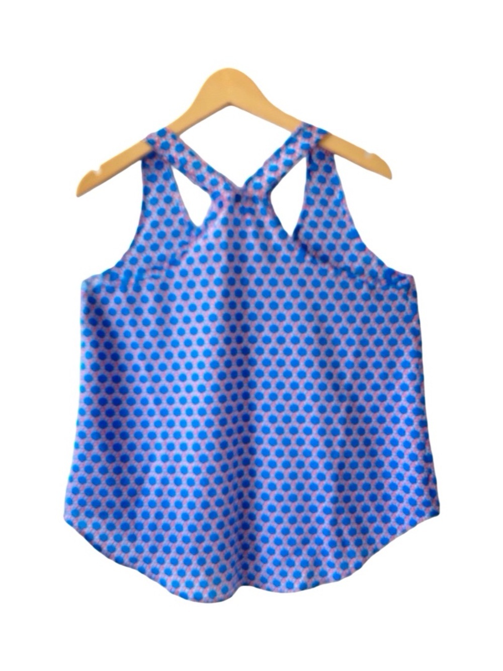 MINE Blue Geometric racerback tank Blouse – Size L - Picture 5 of 9